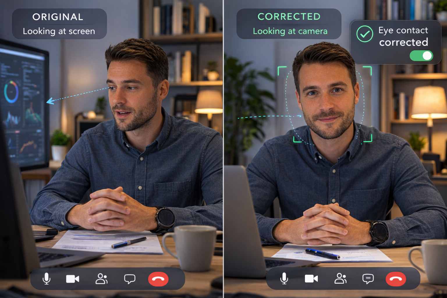 Eye Contact Correction (Gaze Correction)